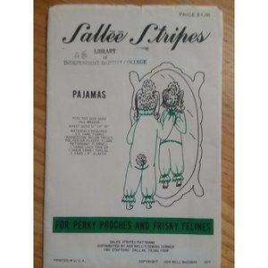 Sewing Pattern Pets Sallee Stripes For Perky Pooches Pajamas 1973 Toy Size Dogs